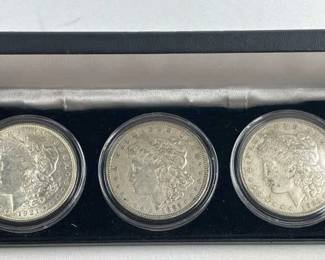 1921 P-D-S Morgan Silver Dollar 3 Coin Set