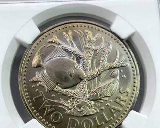 1973FM Barbados PF69 Matte Proof $2 Reef