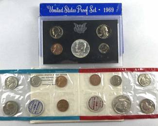 1969 UNC Set + 1969 Proof Set Includes 2 Silver