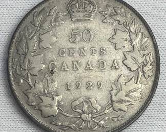 1929 Canada 50 Cent .925 Silver