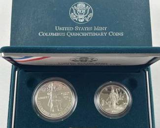 1992 Columbus Silver Dollar + Half Dollar Comm.