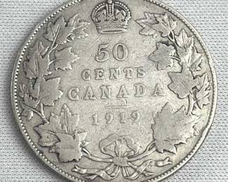 1919 Canada 50 Cent .925 Silver