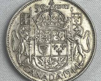 1944 Canada 50 Cent .800 Silver
