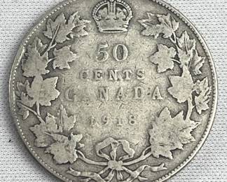 1918 Canada 50 Cent .925 Silver