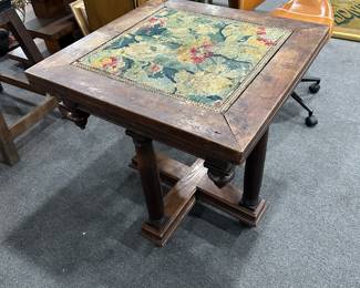 Needlepoint Top Antique Table