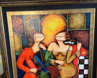 Charles Lee Musicians Large Oil Painting With Certificate