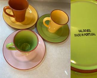 Pottery made in Portugal 3 Desert Plates & Coffee Cups