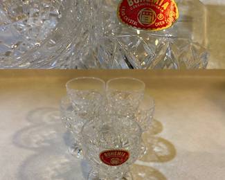 Bohemia Czechoslovakia Lead Crystal Set 5 Cordial Shot Glasses