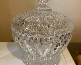 Vintage heavy Pressed Crystal Covered Candy Dish