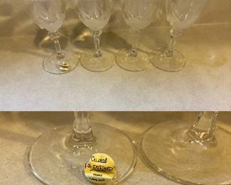 Cristal J G Durand France Frosted Petal Set 4 Cordials