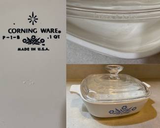 1Qt P-1-B Blue Cornflower Covered Corning Ware