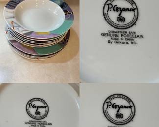 Paul Cezanne Genuine Porcelain By Sakura set 4 Dinner Plates & 6 Bowls