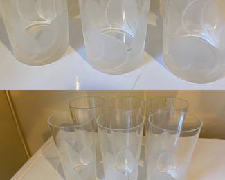Cristal J G Durand France Frosted Petal set of 5 High Ball Glasses