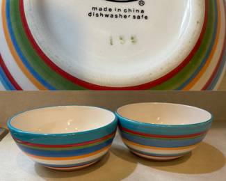 Set of 2 Colorful Stripes Stoneware Soup/Cereal Bowl by Home