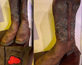Size 8 Justin Cowgirl Stampede Square Toe Boots