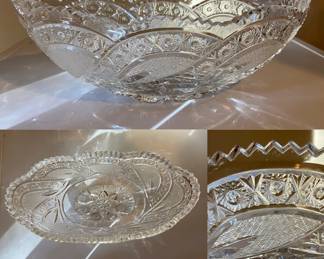 Antique Heavy Cut Crystal 13”Wide x 7”Deep x 5” Tall