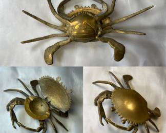 Vintage Articulated Brass Crab Ashtray Taiwan