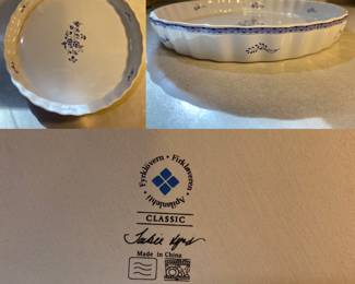 Fyrklovern Jackie Lynd Classic 9" Quiche / Pie Plate Dish - Blue Floral -Sweden