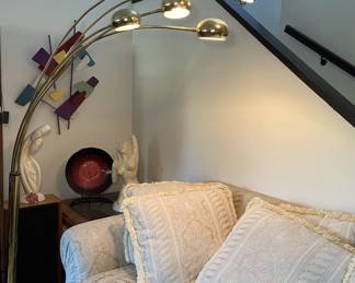 Italian Brass arc lamp with 5 arms and Dome form shades Marble Base