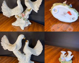 VINTAGE LARGE DOVE LOVE BIRDS W FLOWER WEDDING FIGURINE STATUE
Vintage 1985 Lefton China 05134 Porcelain 2 Birds Statue