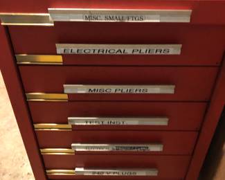 Side view of Kennedy Tool Chest showing 6 side drawers.