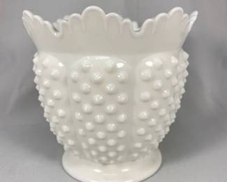Fenton Hobnail White Milk Glass Jardiniere Planter