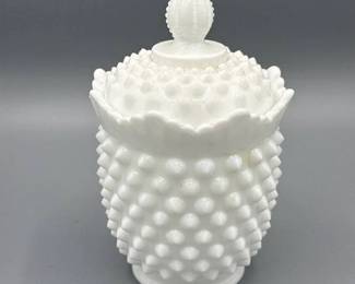 Fenton Vintage Hobnail Covered Sugar Jelly Jam Jar Urn