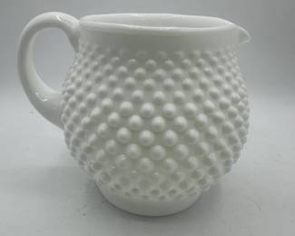 1950s Fenton White Milk Glass Hobnail Pitcher