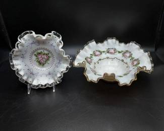2 Beautiful Fenton Ruffled Bowls