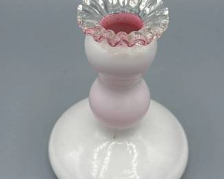 Fenton Peach Crest Single Light Candlestick