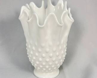 Fenton Hobnail White Milk Glass Abstract Vase