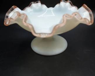 Fenton Glass Rose Crest Small Pedestal Bowl