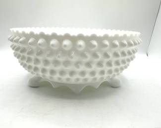 Vintage White Milk Glass 3 Footed Crown Bowl