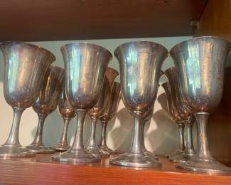 One of two sets of sterling goblets