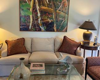 Lovely Kissabeth high end sofa and matching club chair sold separately, handsome designer bought coffee table by Minten Slidell
Chrestia and Staub Design Team