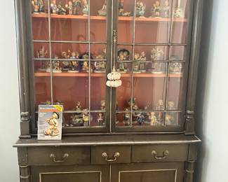 Painted cabinet -  collection of Hummel figures 