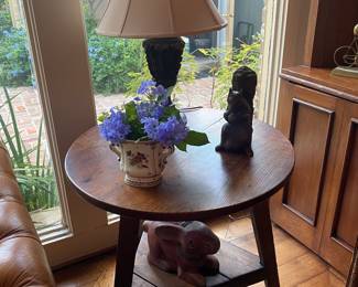 English cricket table
Pair of carved wooden lamps 
