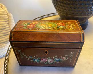 English painted tea caddy