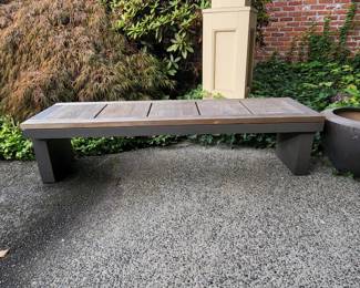 Modern Teak & Metal Backless 66" Long Bench #1