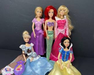 	Five DISNEY Princess Dolls - Arial, Cinderella MORE