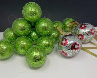 Crate and Barrel Lime Green Sparkle Tree Balls
