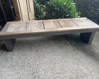 Modern Teak & Metal Backless 66" Long Bench #2