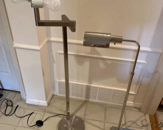 Two Modern Chrome Floor Lamps