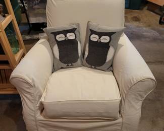 Pottery Barn Rocker w/Slip Cover & Owl Pillows