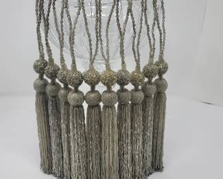 Silvery Microbead Glass Ornaments 13" (10 Total)