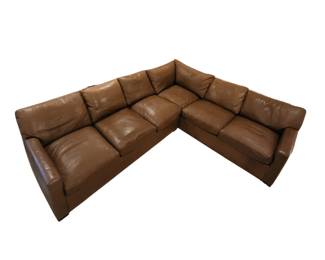 A. Rudin Custom Made Cocoa Brown Leather Couch