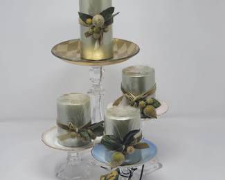 Crystal Pedestal Plate/Saucer Candle Holders (Four)