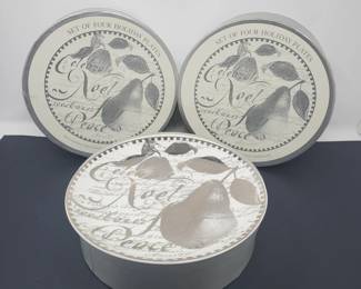 Restoration Hardware Silver & White Holiday Plates 8" - 3 Sets of 4