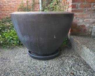 28" x 21" Huge Outdoor Dark Glazed Terra Cotta Pot