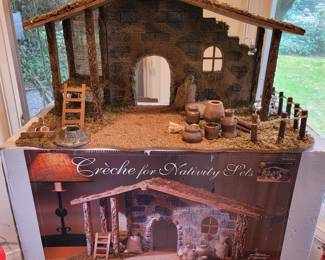 Huge 32" x 16" Nativity Manger/Creche Wood Building in Box